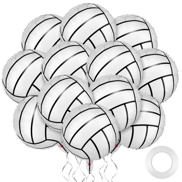 durony 12 Pieces 18 inches Volleyball Balloons Volleyball Themed Party Decorations Foil Mylar Volleyball Balloons For Birthday Party Supplies