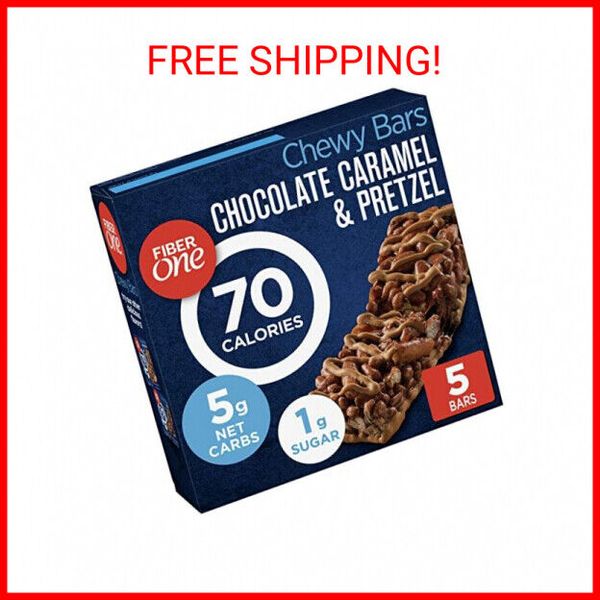 Fiber One 70 Calorie Chewy Snack Bars, Chocolate Caramel and Pretzel, 5 ct