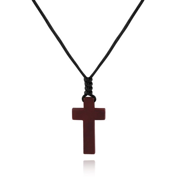 JISHGS Natural Wood Cross Pendant Necklace for Men Women Boy Girls ， Cross for Car Mirror Pendant,Wooden Cross Necklace Gift (Brown)