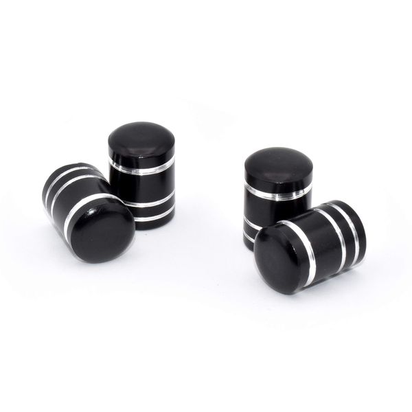 Black Aluminum Universal Valve Caps with 3 stripes