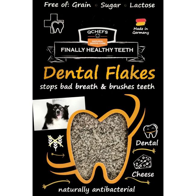 QCHEFS Dental Flakes for Dogs – One Month Supply* - Food Topper - After Meal Licking Treat, Oral Health Snack with Amino Acids.