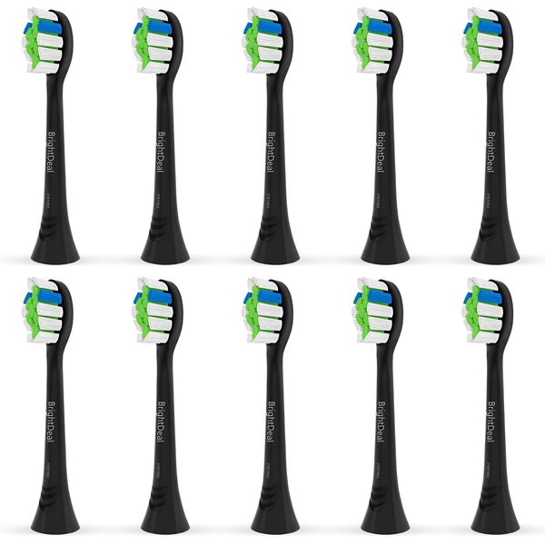 Brightdeal Replacement Toothbrush Heads for Philips Sonicare - Electric Replacement Brush Heads Compatible with HealthyWhite, FlexCare, EasyClean, 10 Pack Black