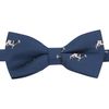 King & Priory Navy Blue Embroidered Cow Bow Tie