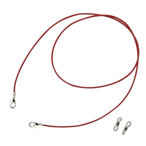 HERBE Genuine Leather Mask Strap Holder Mask Hanging Glasses Strap 2-Way Made in Japan Mask Neck Strap, red