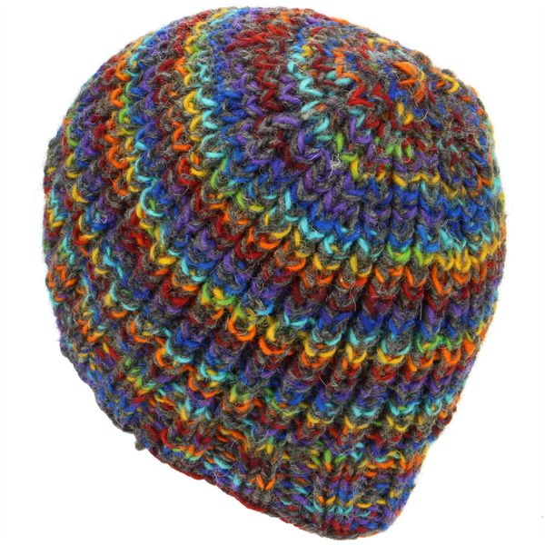 LOUDelephant Wool Knit Beanie Hat - Rainbow
