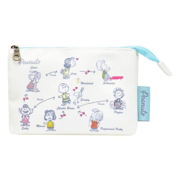 Snoopy 0300 Women's Cosmetic Pouch, Cosmetic Pouch, Travel Pouch, Small Items, Makeup Pouch, 3 Pockets, Ivory (SPZ-2846), SPZ-2846