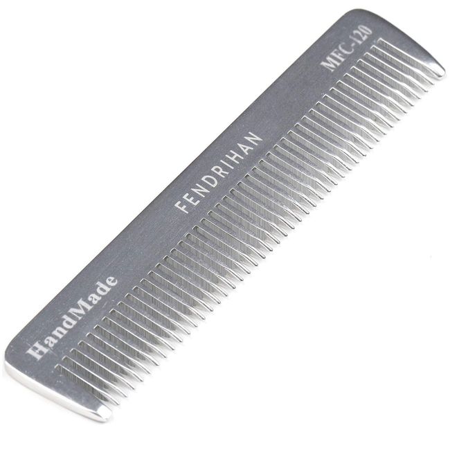 Fendrihan Small 4.6" Sturdy Metal Fine Tooth Barber Pocket Grooming Comb