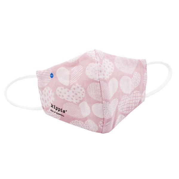 Towel Art Museum 70-9037108 Soft Gauze Mask, Antibacterial, Protective Filter, Prevents Cold, Droplets, Pollen, Reusable, Small, Hydro-Silver Titanium Treatment, Cute, Kippis, Heart, Scandinavian, Pink, Approx. 6.7 x 5.1 inches (17 x 13 cm)