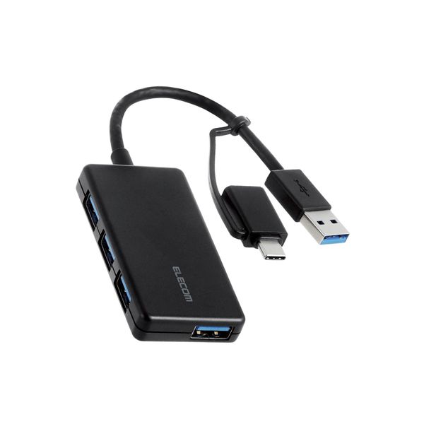 Elecom U3H-CA4004BBK USB HUB 5Gbps Type-C Adapter Compact 4-Port Black