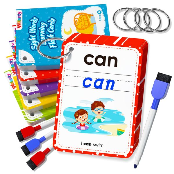 Sight Words Flash Cards Kindergarten, 250 Dolch Sight Word Writing Reading Spelling Games, Preschool Kindergarten Toddler Learning Activities, Homeschool Supplies Educational Toys for Kids Ages 3+