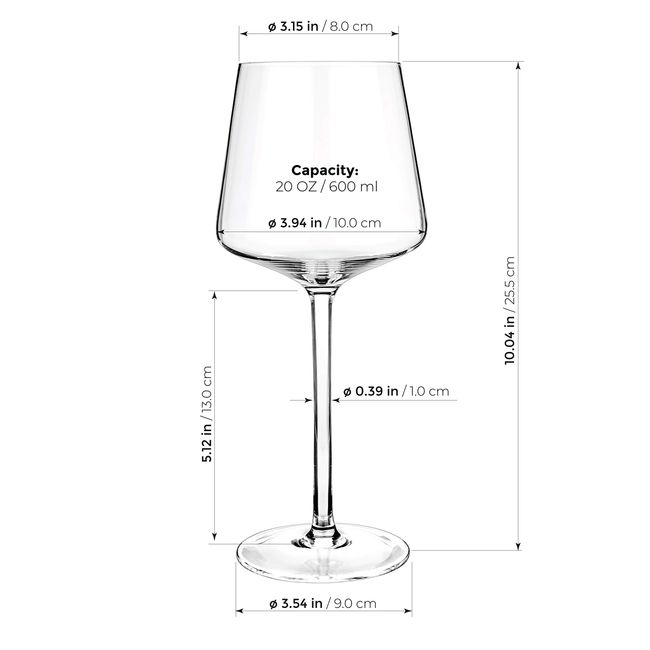 Luxbe Crystal Wine Glasses 20.5-ounce, Set Of 4