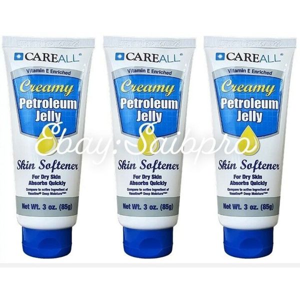 Lot of 3 CareAll Creamy Petroleum Jelly Skin Softener For Dry Skin Absorbs 3oz/