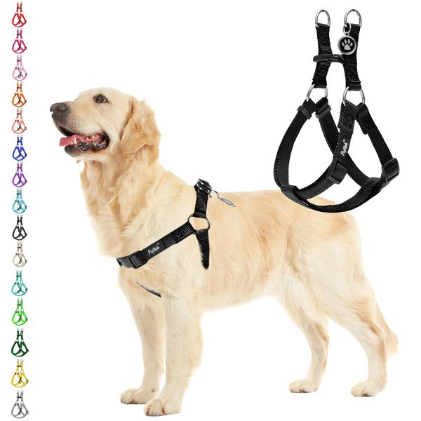 PUPTECK No Pull Dog Harness Soft Adjustable Basic Nylon Step in Puppy Vest Outdoor Walking with ID Tag Medium