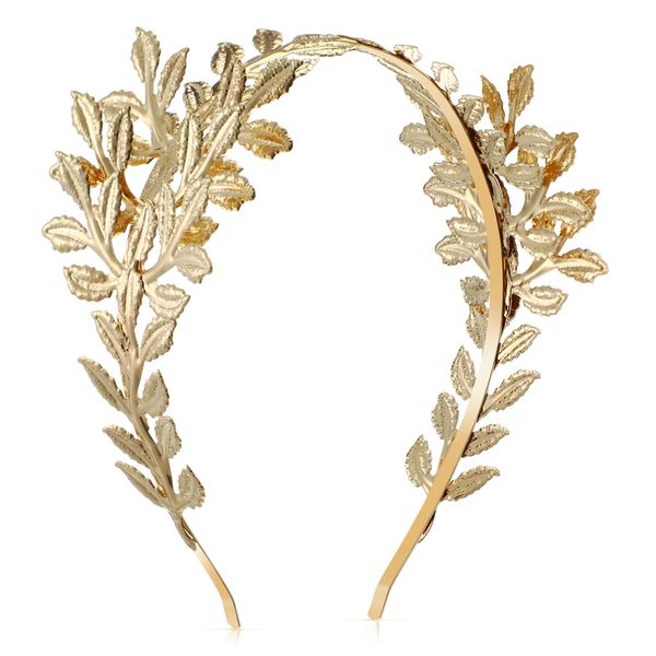 Tiaras and Crowns for Women - Golden Laurel Leaves Tiaras for Women, Bridal Headband Princess Tiara for Girls Queen Crown Greek Roman Gold Headpiece Wedding Hair Comb