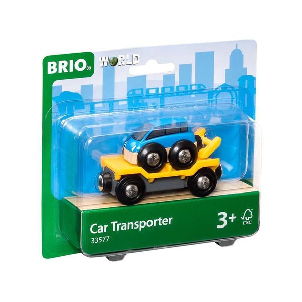 Brio World 33577 - Car Transporter - 2 Piece Wooden Toy Train Accessory for Kids Ages 3 and Up