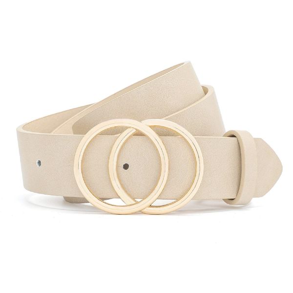 Earnda Women's Leather Belt Fashion Soft Faux Leather Waist Belts For Jeans Dress Beige Medium