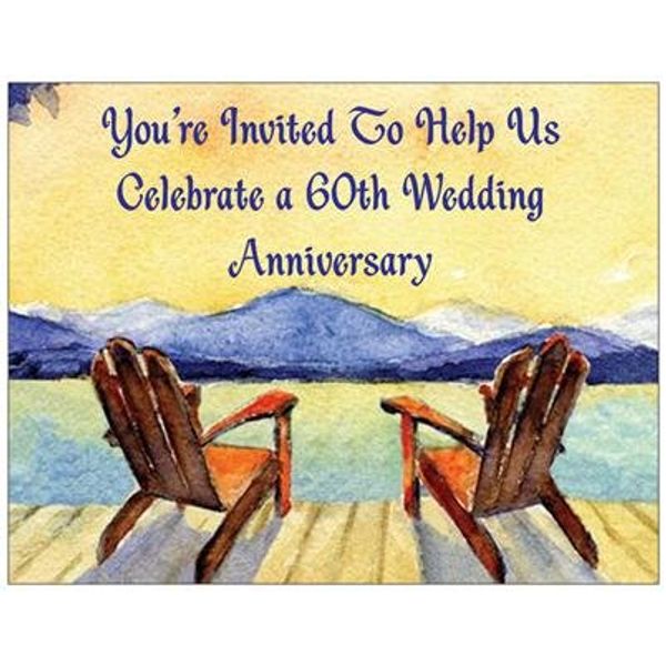 60th Wedding Anniversary Invitations Adirondack Chairs - 50/pk