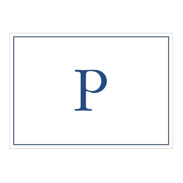 Caspari Navy Embossed Initials Boxed Note Cards in Letter P, 8 Cards & Envelopes