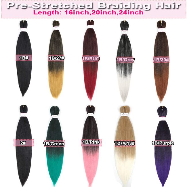 BEFUNNY Braiding Hair,Pre Stretched Braiding Hair, 24 Inch 8 Packs Ombre  Prestretched Hair For Crochet Box Braids,Professional Itch Free Synthetic