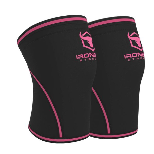 Knee Sleeves 7mm (1 Pair) - High Performance Knee Sleeve Support For Weight Lifting, Cross Training & Powerlifting - Best Knee Wraps & Straps Compression - For Men and Women (Black/Pink, Large)