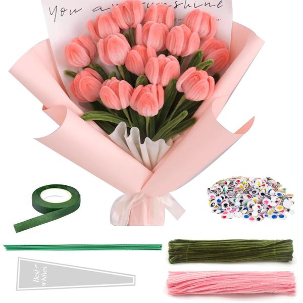 YHCHLHFF 300 Pcs Pipe Cleaners Craft Supplies Pipe Cleaners Bulk DIY Tulip Bouquets Wedding and Holiday Decorations