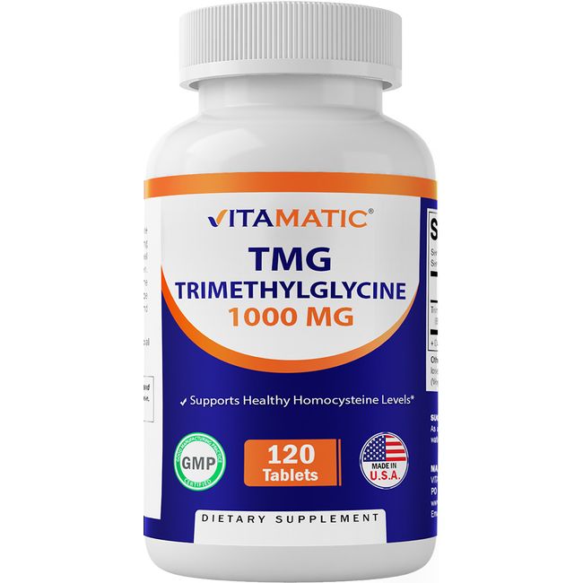 Vitamatic TMG Supplements 1000mg - Trimethylglycine - Betaine Anhydrous - 120 Ta