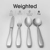 BUNMO Utensils for Elderly, Arthritis, Weak Hand Grip & Handicapped - Convenient Travel Pouch - for Tremors and Parkinsons Patients - Stainless Steel - Eat Independently - Weighted 4 Piece Set