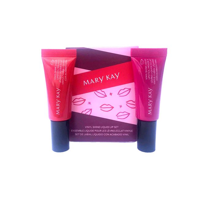 Mary Kay Vinyl Shine Liquid Lip Set LUMINOUS RED & VIVID BERRY NIB