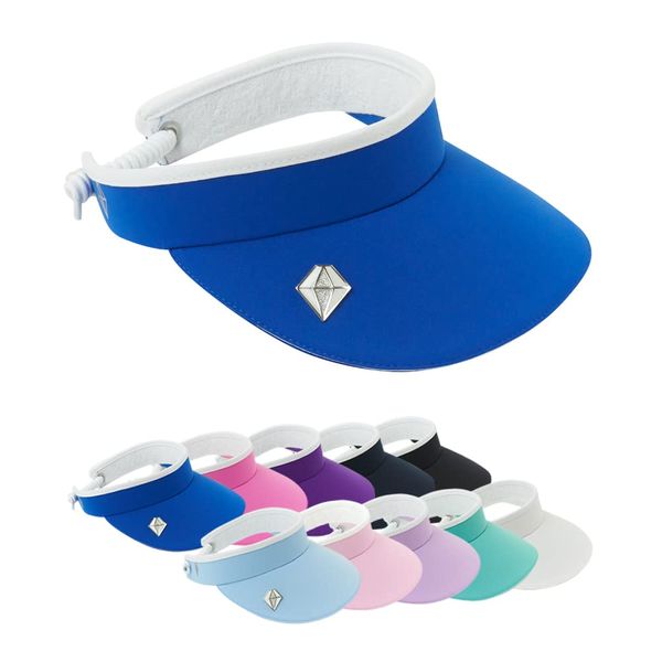 Pure Golf Womens Visor | Telephone Wire | Built in Magnet | Hand Enamelled 25mm Ball Marker | Rigid Peak | Multiple Colours | Golf Visor | Tennis Visor (Royal Blue)