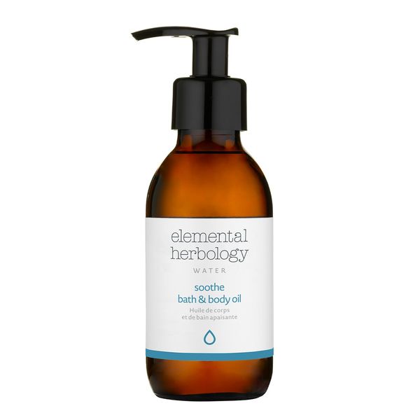 Elemental Herbology Soothe Bath & Body Oil, 145ml - Bath Oil to Relieve Tension - Lavender, Rose Damask, Ylang Ylang Essential Oils Blend for an Calming Bath