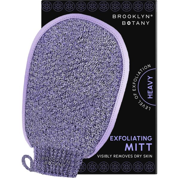 Brooklyn Botany Exfoliating Mitt for Bath and Shower – Heavy Duty Exfoliating Body Scrubber for Massage and Dead Skin Remover for Body – 1 Mitt