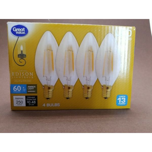 Dimmable LED Vintage Edison Light Bulbs Amber Light - 4 pk - 60 watt equivalent