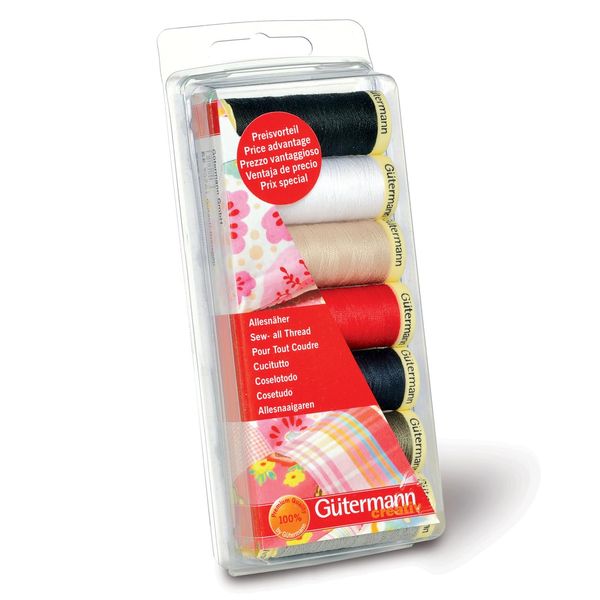 Gütermann Creativ Sewing Thread Set - Universal Threads for Seams and Backstitching, Polyester, 7 x 100m - 1 Set