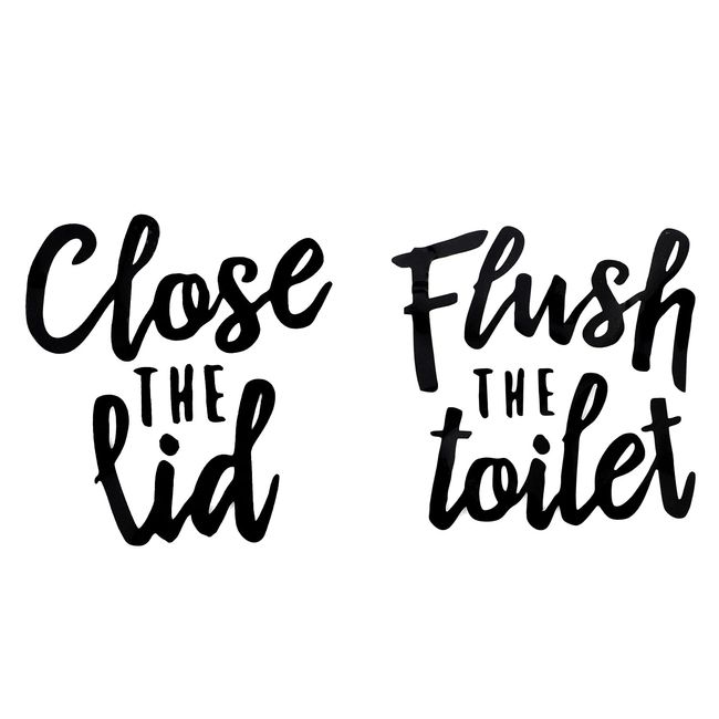 Azure Zone, Set of 2 Funny Flush The Toilet and Close The Lid Toilet Seat Sticker Decal for Bathroom