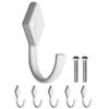 Fuxxer 5 x Solid Iron Hooks, Coat Hooks, Set of 5, White