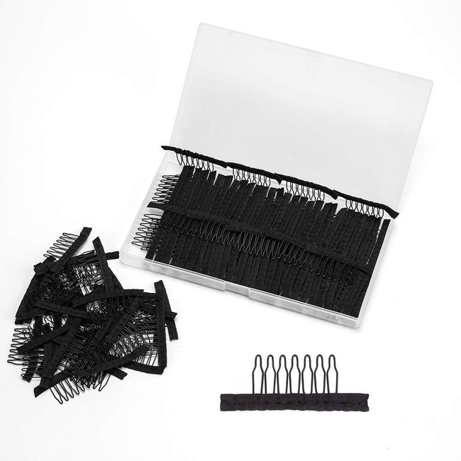 Wig Combs to Secure Wig - 100 Pcs Wig Combs for Making Wigs 7-teeth Wig Clips Black Wig Combs Wig Clips to Secure Wig