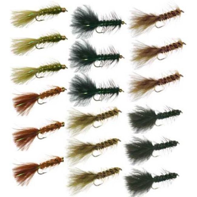 Wooly Bugger Trout Fly Fishing Collection - 18 Flies + Fly Box