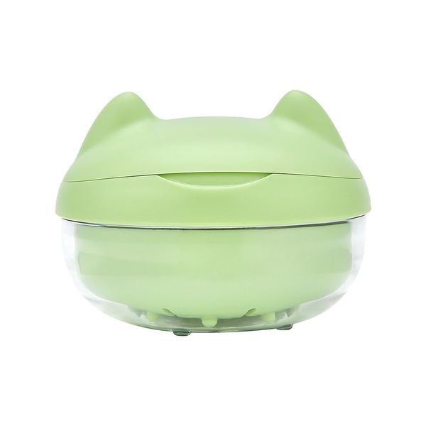 Cute Retainer Case with Removal Tool and Mirror, Compact Bath Cup with Strainer Tray for Partial Denture, Leakproof Soaking Container for Aligners, Mouth Guards, Night Guards, Veneers (Green, Eared)