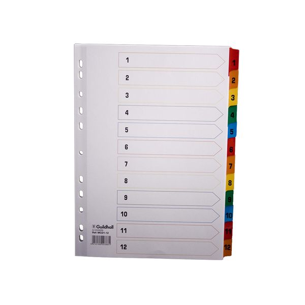 Exacompta Guildhall Multi-Coloured Dividers, 12 Part