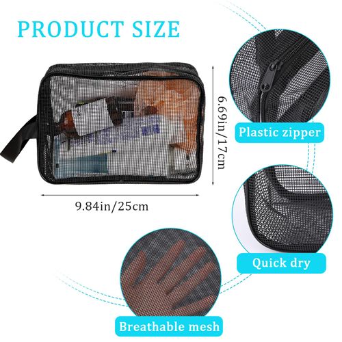 Mozeat Lens Black Portable Mesh Shower Caddy Bag Dorm Mesh Toiletry Organizer Tote Bag Quick-Dry Gym Shower Mesh Bag for Gym Travel Camping College Dorm Room Bathroom