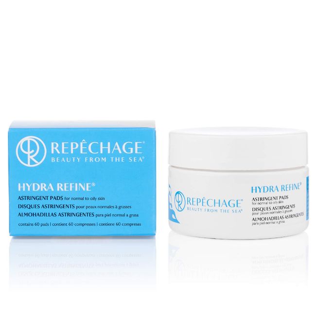 Repêchage Hydra Refine® Astringent Pads for Normal to Oily Skin - Pre Moistened Face Toner Deep Cleansing Cotton Pads for Smoother Younger Looking Skin - Contains 60 Pads