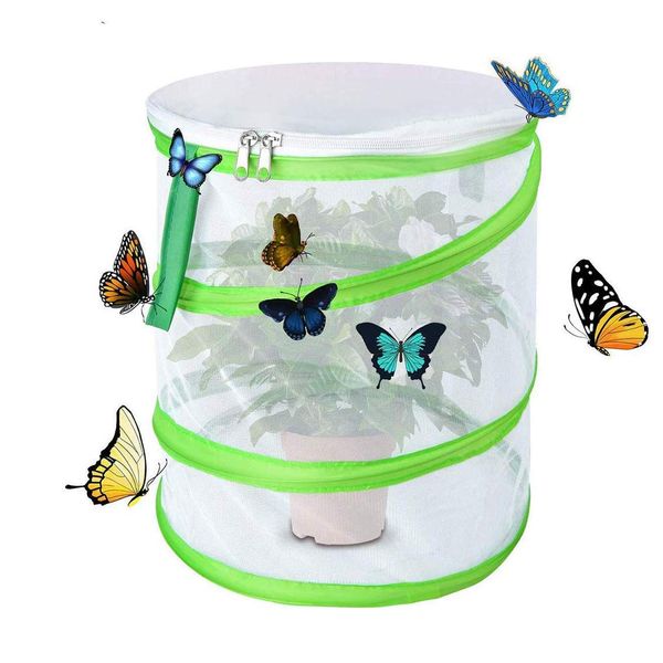 iPobie Butterfly Habitat Insect Cage,Collapsible Bug Catcher Net,Round Pop Up Mesh Net (Small Size)