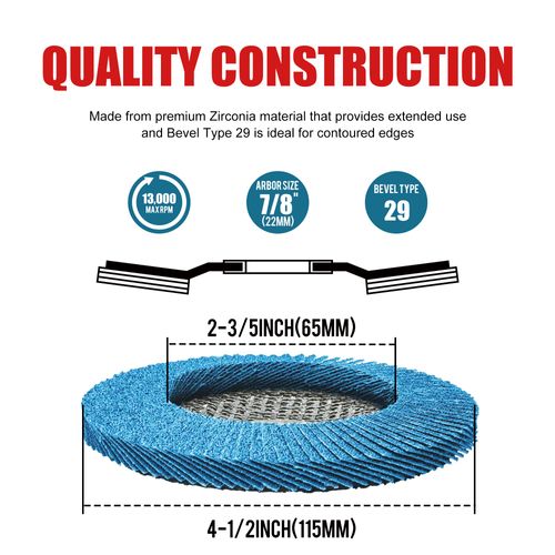 EZARC Flap Disc 115mm 80 Grit Zirconia Grinding Wheel, Abrasive Discs Type 29 for Stainless Steel, Cast Iron and Sheet Metal, 10 Pack