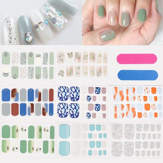 Set of 8 3D Nail Stickers (4 Hands + 4 Legs) No Damage Gel Nail Nail Sticker Hand Nail Art Gel Nail Wrap Easy Stick Nail Wrap Popular Cute Popular Nail Stickers for Women Stylish Advanced Nail Wrap