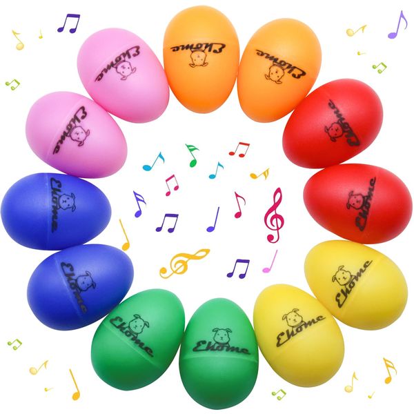 Ehome Christmas Egg Shakers, 12Pcs Egg Shakers Musical Instruments, Egg Shakers for Babies, Plastic Eggs for Toddlers 1-3, Christmas Baby Shaker Toy, 6 Colors Montessori Baby Maracas(Plastic)