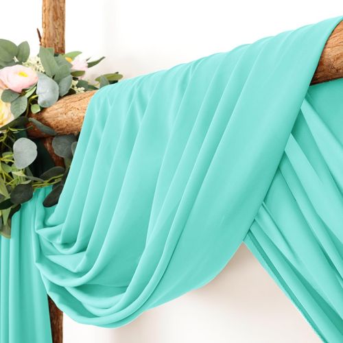 LINXTAR Wedding Arch Draping Fabric 2 Panels 30'' x 18FT Teal Sheer Chiffon Arch Drapery for Bridal Shower Backdrop Outdoor Party Arches Church Ceremony Decoration
