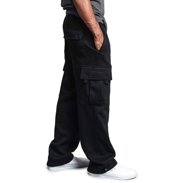 G-Style USA Men's Solid Fleece Heavyweight Cargo Pants FL77 - Black - 5X-Large