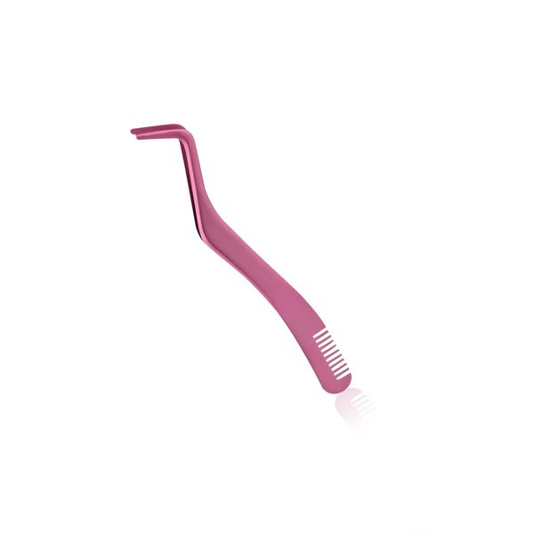 1pcs Eyelash Applicator,2 in 1 Eyelash Applicator Tool,Lash Tweezers Strip Lashes,Double Ended Eyelash Tool with Built in Lash Comb for Precise Lash Application, Curved Eyelash Tweezers Nipper(Pink)