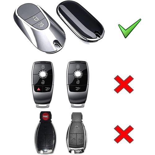 iJDMTOY Glossy Black/Red Mix Color Carbon Fiber Finish Hard Plastic Key Fob Case Compatible with Mercedes-Benz W223 S-Class, W206 C-Class, X254 GLC-Class, EQS EQE Gen4 Oval Shape Smart Key