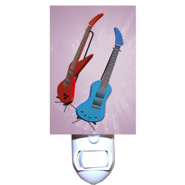 Red and Blue Electric Guitars Decorative Nightlight